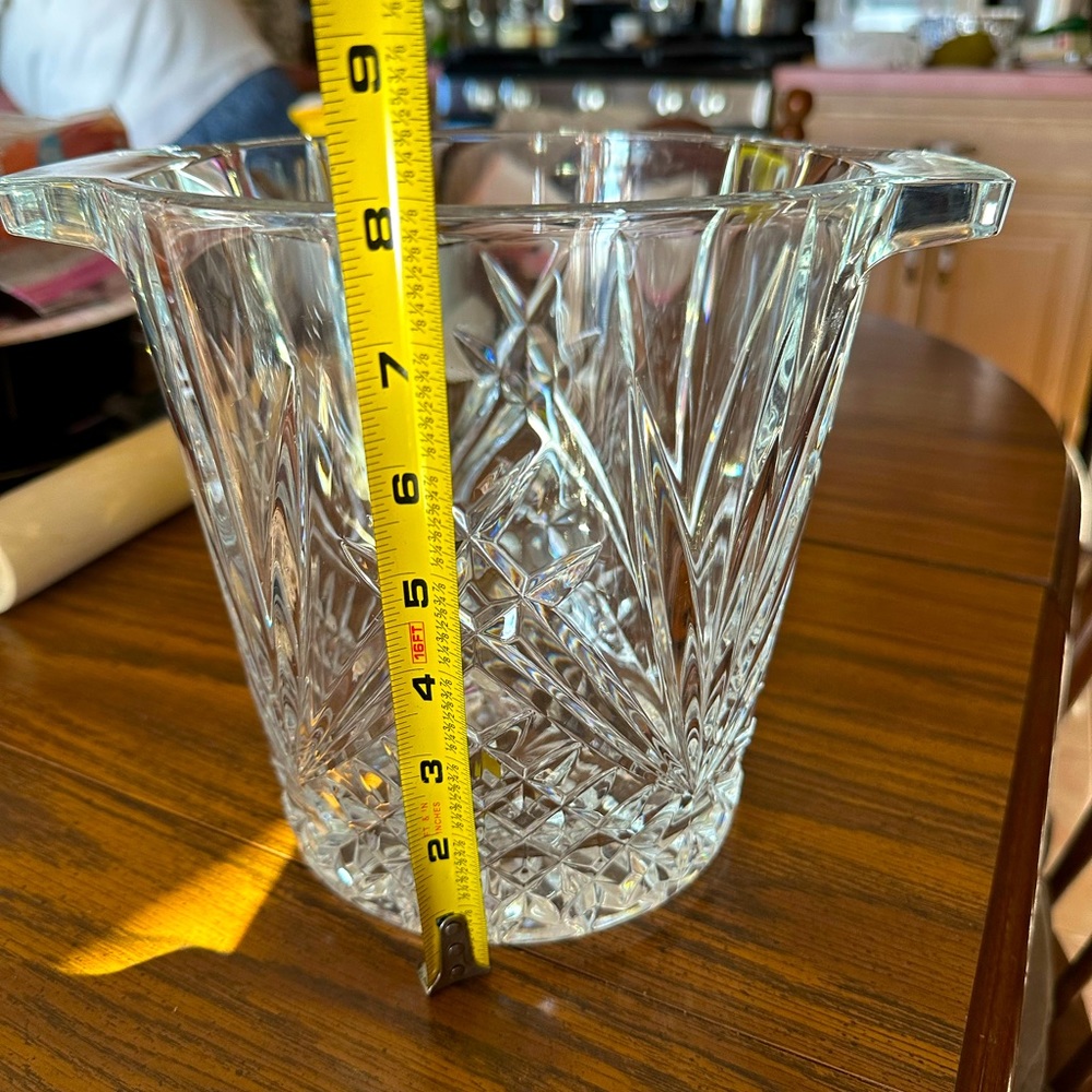 Crystal ice bucket with handle very pretty